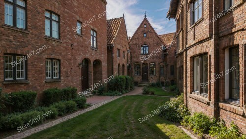 Cozy Brick Gothic Courtyard Surrounded by Historical Buildings