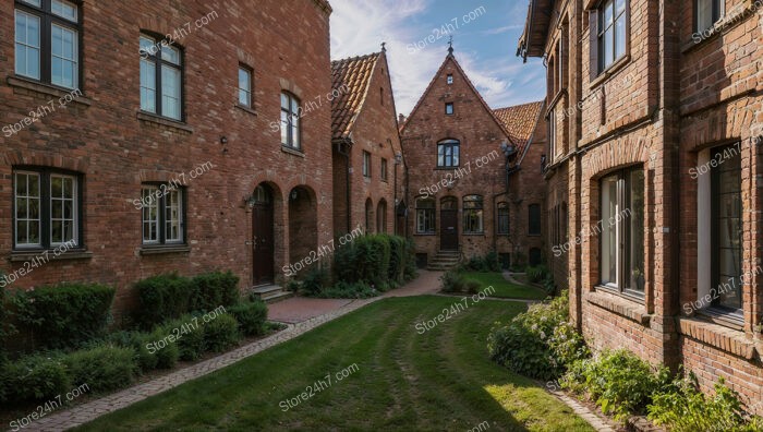 Cozy Brick Gothic Courtyard Surrounded by Historical Buildings