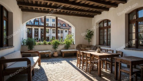 Cozy Covered Terrace in a Bavarian City Courtyard