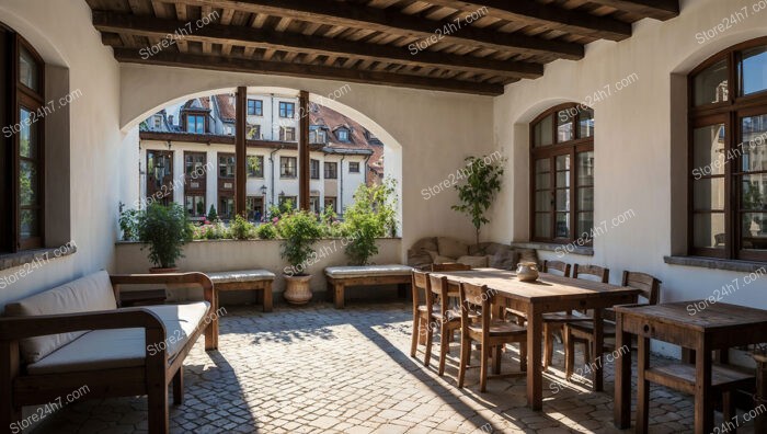 Cozy Covered Terrace in a Bavarian City Courtyard