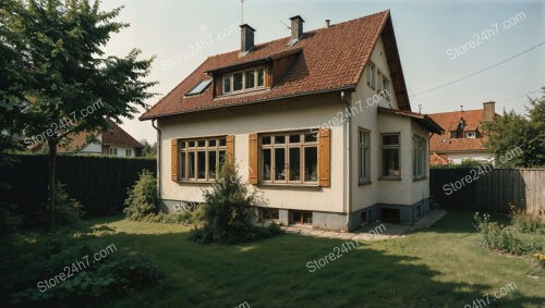 Cozy traditional German home with red-tiled roof and garden