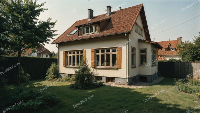 Cozy traditional German home with red-tiled roof and garden