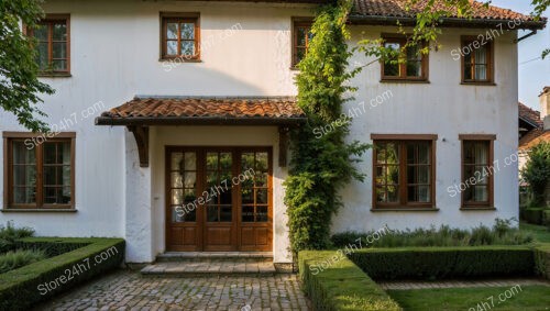 Cozy Two-Story Cottage with Ivy and Stone Pathway