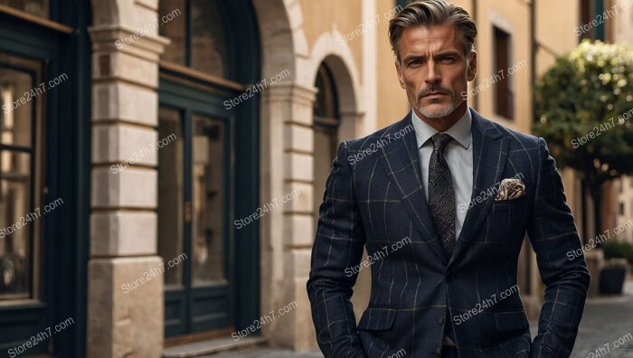 Distinguished Sophistication: A Mature Man in a Tailored Suit