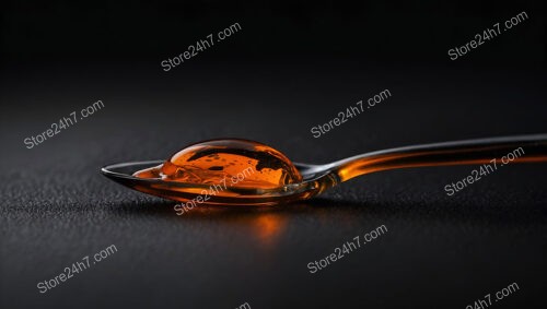 Dramatic Orange Droplet on a Silver Spoon Background