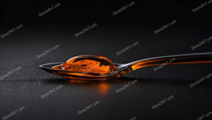 Dramatic Orange Droplet on a Silver Spoon Background