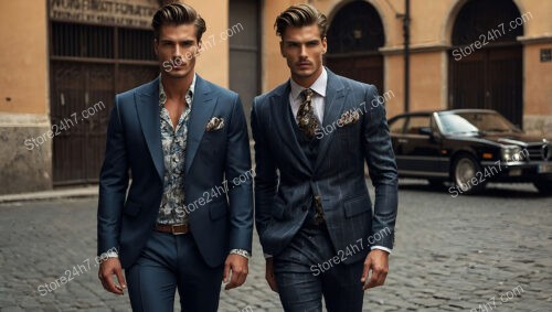 Duo of Elegance: Two Men in Stylish Suits