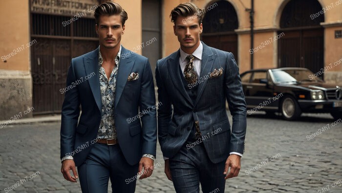 Duo of Elegance: Two Men in Stylish Suits