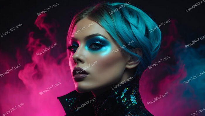 Electric Blue Glamour: Futuristic Makeup for Bold Beauty