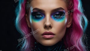 Electric Glow: Futuristic Makeup and Neon Hair Vibes