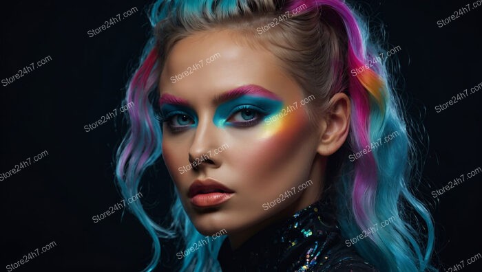 Electric Prism: Rainbow Makeup for Bold, Futuristic Fashion