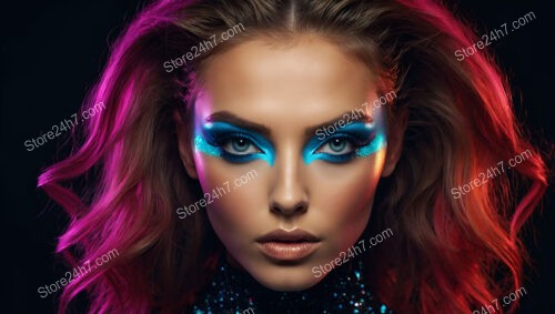 Electric Spectrum: Neon Makeup with Futuristic Hair Design