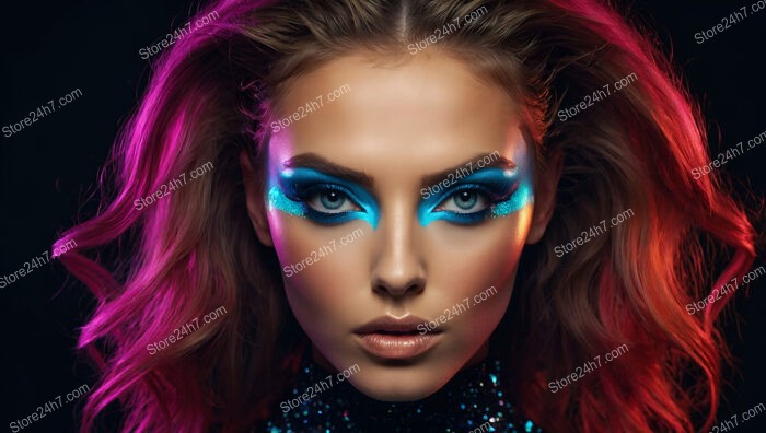 Electric Spectrum: Neon Makeup with Futuristic Hair Design