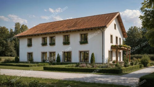 Elegant Bavarian Estate with Red Roof and Scenic Garden