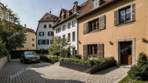 Elegant Bavarian Patio Overlooking Verdant Garden Landscape