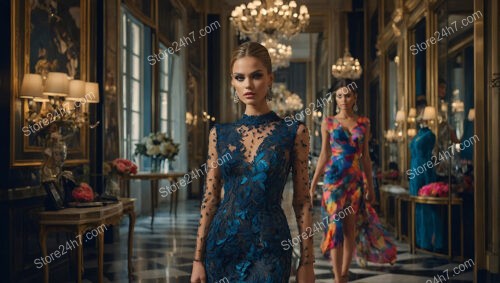 Elegant Fashion Showcase in a Grandiose, Opulent Setting