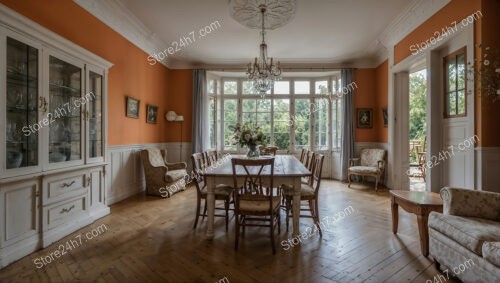 Elegant German Dining Room with Classic Decor and Natural Light