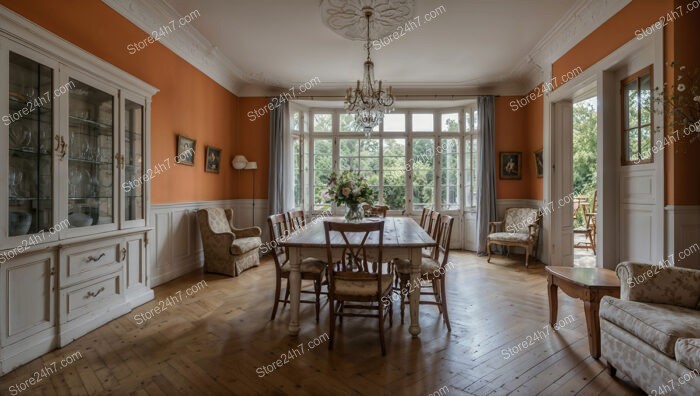 Elegant German Dining Room with Classic Decor and Natural Light