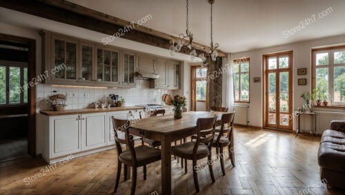 Elegant German Kitchen with Rustic Charm and Natural Light