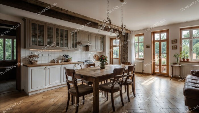 Elegant German Kitchen with Rustic Charm and Natural Light