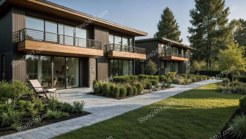 Elegant German Row Houses with Wooden Accents and Spacious Balconies