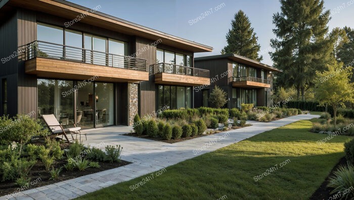 Elegant German Row Houses with Wooden Accents and Spacious Balconies