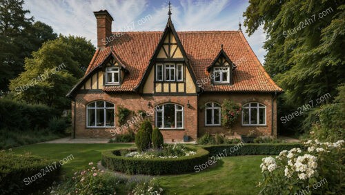 Elegant Gothic House with Manicured Garden