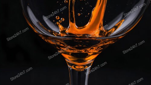 Elegant Orange Liquid Splash in Wine Glass