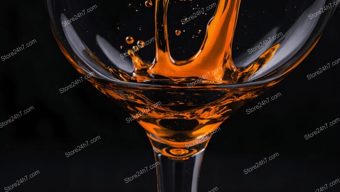 Elegant Orange Liquid Splash in Wine Glass