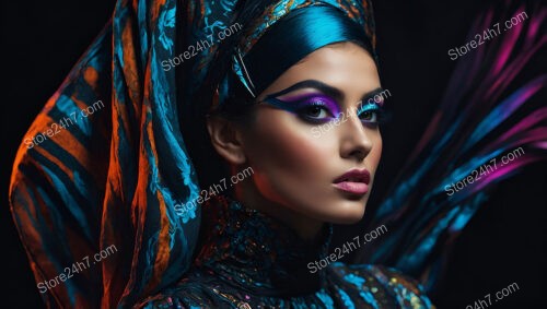 Exotic Elegance: Bold Makeup and Vibrant Fabrics