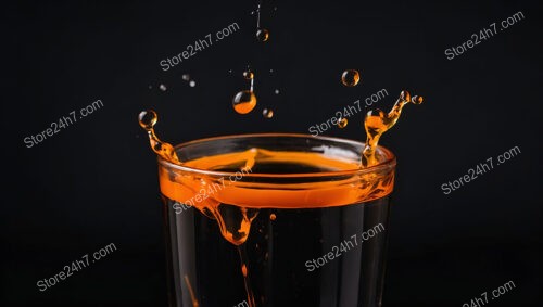 Explosive Orange Liquid Splashing from a Glass