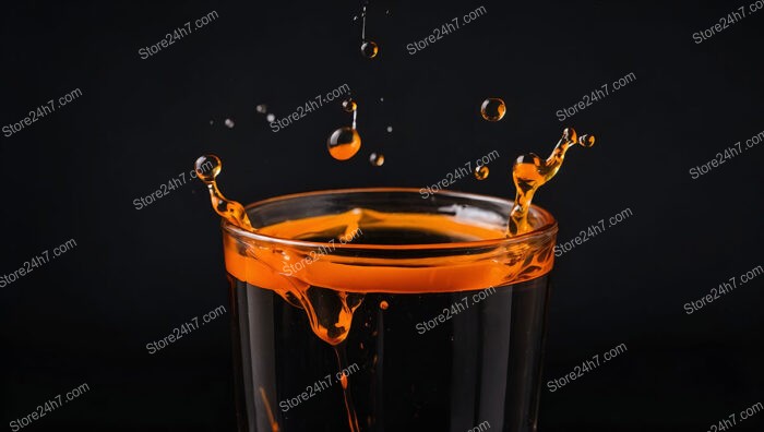 Explosive Orange Liquid Splashing from a Glass