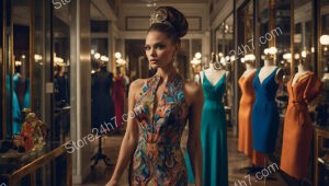 Fashion Showroom Elegance: A Regal Model in Focus