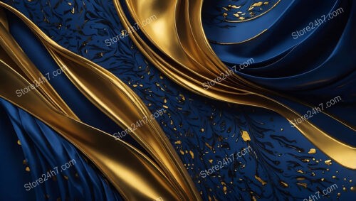 Flowing Golden Ribbons Against a Midnight Blue Background