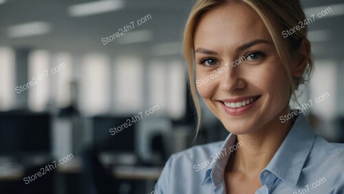 Friendly Secretary in a Bright, Open Office Environment