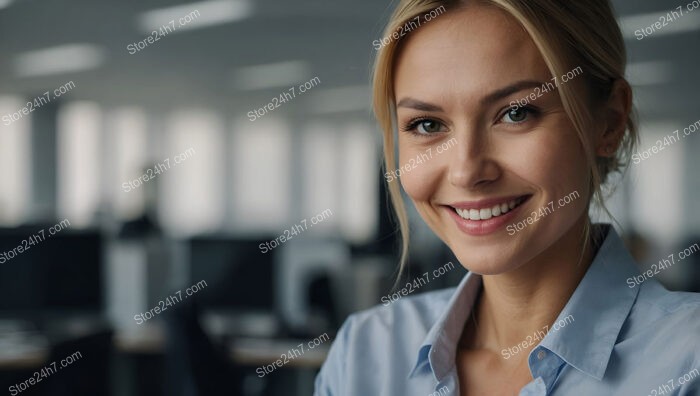 Friendly Secretary in a Bright, Open Office Environment