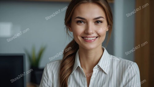 Friendly secretary in a welcoming office setting