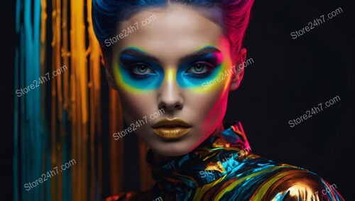 Futuristic Makeup in Neon Colors with Bold Fashion Style