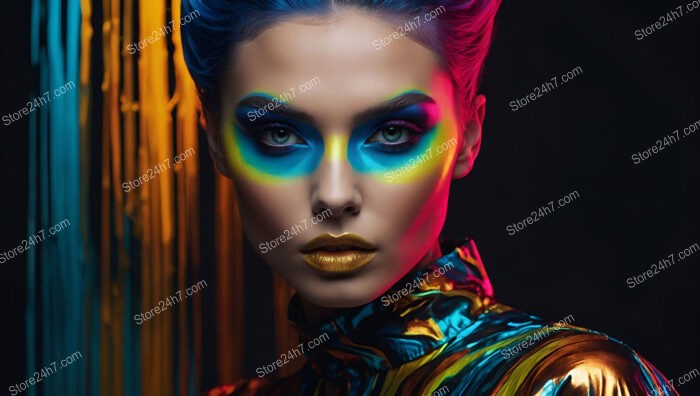 Futuristic Makeup in Neon Colors with Bold Fashion Style