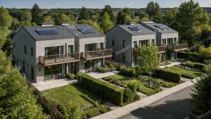 German Duplexes with Solar Panels and Spacious Wooden Balconies