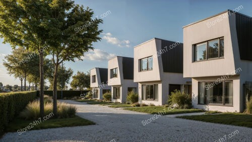 German Reihenhäuser with Angular Modern Design and Green Landscaping