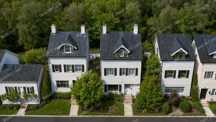 German Row Houses with Classic Architecture and Shingle Roofs