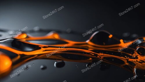 Glossy Orange Liquid Flowing Over a Reflective Surface