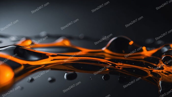 Glossy Orange Liquid Flowing Over a Reflective Surface