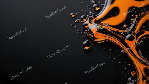 Glossy Orange Liquid on Smooth Black Surface