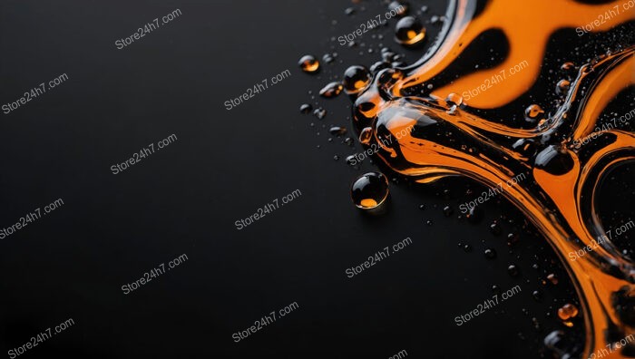 Glossy Orange Liquid on Smooth Black Surface