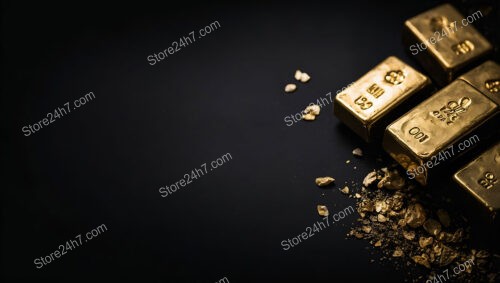 Gold Bars and Nuggets on a Matte Black Background