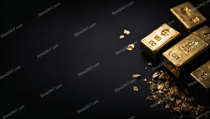 Gold Bars and Nuggets on a Matte Black Background