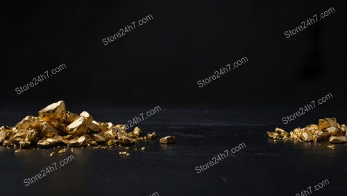 Gold Nugget Piles on a Dark Expansive Surface