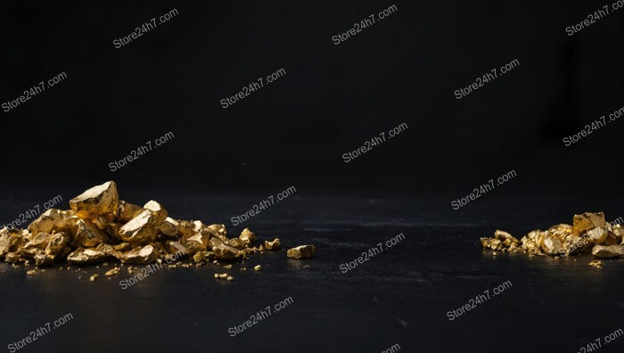 Gold Nugget Piles on a Dark Expansive Surface